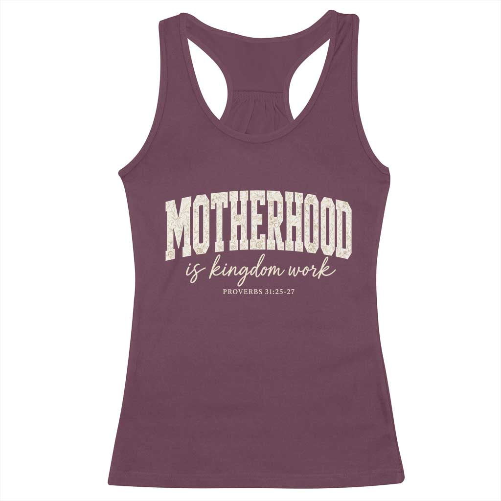 Motherhood Is Kingdom Work Racerback Tank Top Cute Christian Mom Mothers Day Floral Jesus
