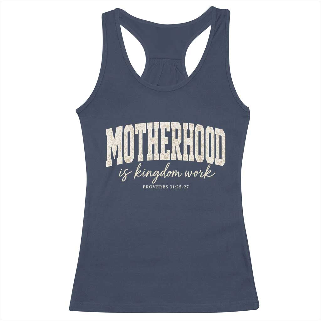Motherhood Is Kingdom Work Racerback Tank Top Cute Christian Mom Mothers Day Floral Jesus