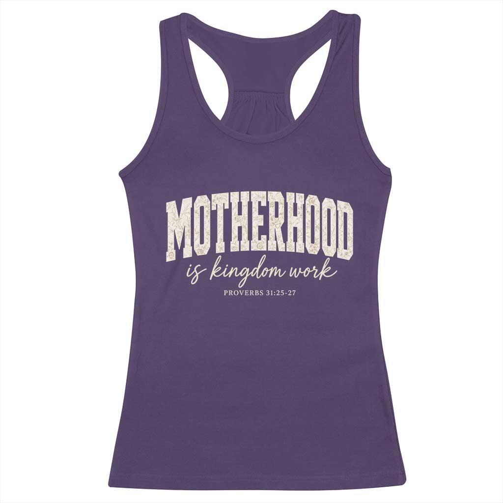 Motherhood Is Kingdom Work Racerback Tank Top Cute Christian Mom Mothers Day Floral Jesus