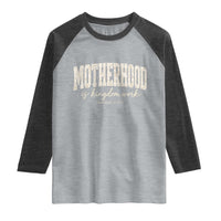 Motherhood Is Kingdom Work Raglan Shirt Cute Christian Mom Mothers Day Floral Jesus