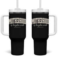 Motherhood Is Kingdom Work Tumbler With Handle Cute Christian Mom Mothers Day Floral Jesus