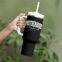 Motherhood Is Kingdom Work Tumbler With Handle Cute Christian Mom Mothers Day Floral Jesus