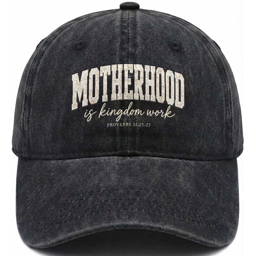 Motherhood Is Kingdom Work Washed Cotton Baseball Cap Cute Christian Mom Mothers Day Floral Jesus