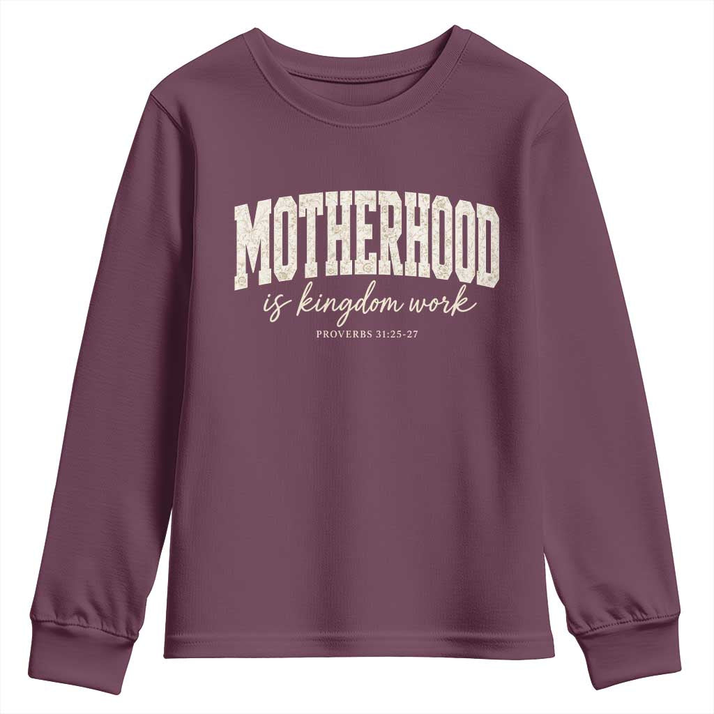 Motherhood Is Kingdom Work Youth Sweatshirt Cute Christian Mom Mothers Day Floral Jesus