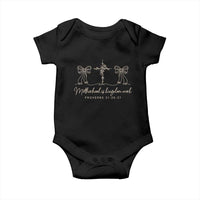 Motherhood Is Kingdom Work Baby Onesie Cute Christian Mom Mothers Day Coquette Bow Cross