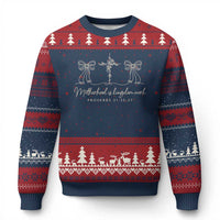 Motherhood Is Kingdom Work Ugly Christmas Sweater Cute Christian Mom Mothers Day Coquette Bow Cross