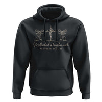 Motherhood Is Kingdom Work Hoodie Cute Christian Mom Mothers Day Coquette Bow Cross
