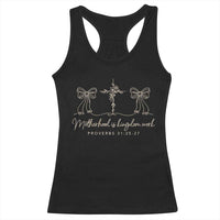 Motherhood Is Kingdom Work Racerback Tank Top Cute Christian Mom Mothers Day Coquette Bow Cross