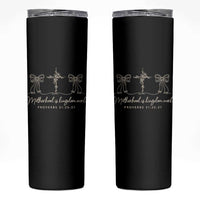 Motherhood Is Kingdom Work Skinny Tumbler Cute Christian Mom Mothers Day Coquette Bow Cross