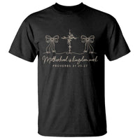 Motherhood Is Kingdom Work T Shirt Cute Christian Mom Mothers Day Coquette Bow Cross