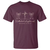Motherhood Is Kingdom Work T Shirt Cute Christian Mom Mothers Day Coquette Bow Cross