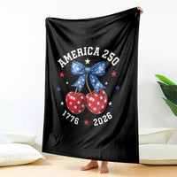 250 Anniversary USA Throw Blanket Cherry Coquette Bow 4th Of July 1776 2026 250th Birthday