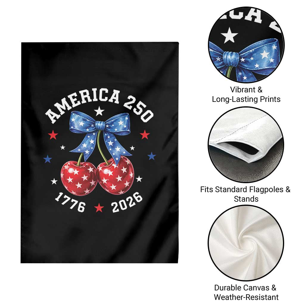 250 Anniversary USA Garden Flag Cherry Coquette Bow 4th Of July 1776 2026 250th Birthday