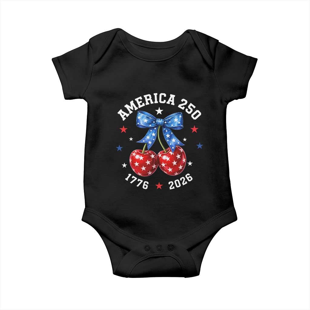 250 Anniversary USA Baby Onesie Cherry Coquette Bow 4th Of July 1776 2026 250th Birthday