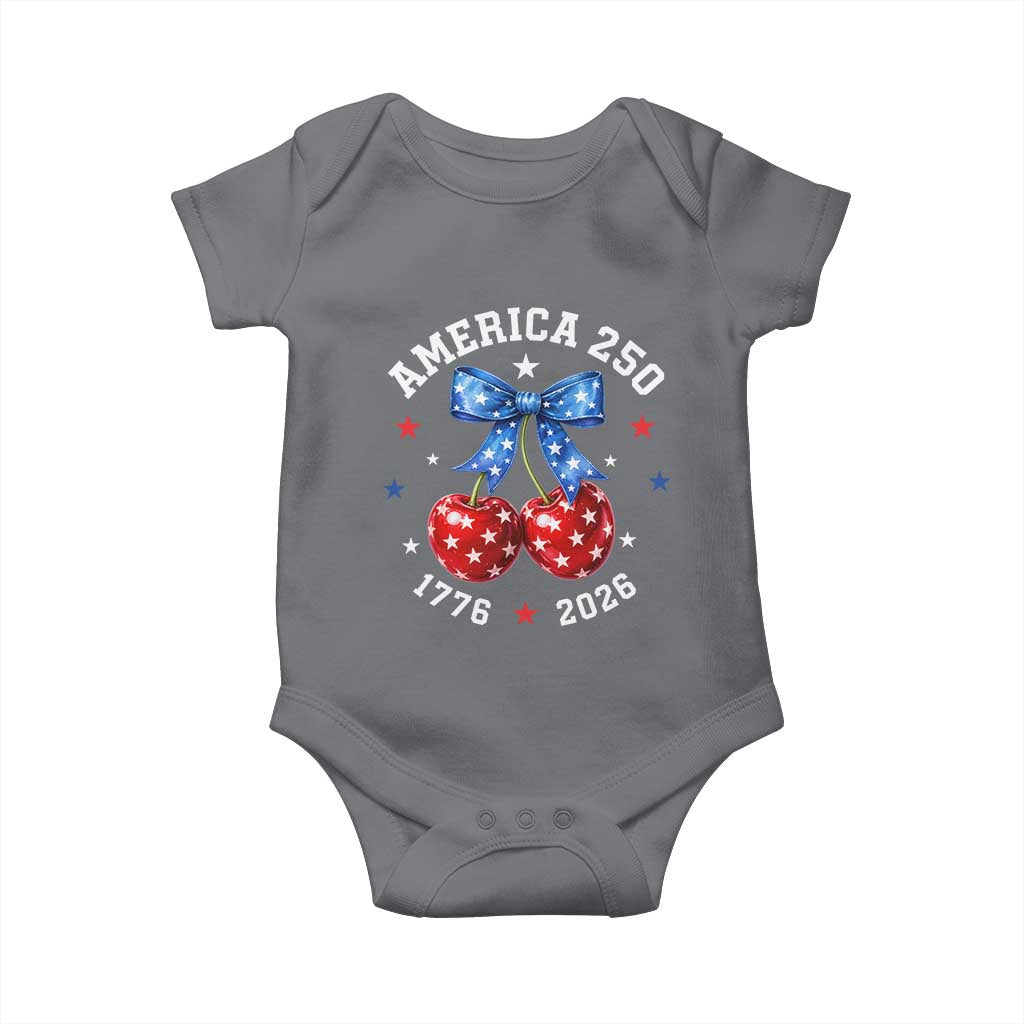 250 Anniversary USA Baby Onesie Cherry Coquette Bow 4th Of July 1776 2026 250th Birthday
