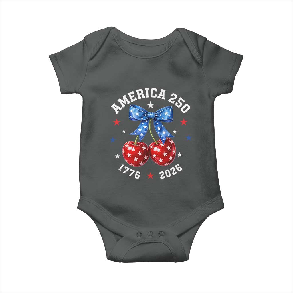 250 Anniversary USA Baby Onesie Cherry Coquette Bow 4th Of July 1776 2026 250th Birthday