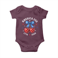 250 Anniversary USA Baby Onesie Cherry Coquette Bow 4th Of July 1776 2026 250th Birthday