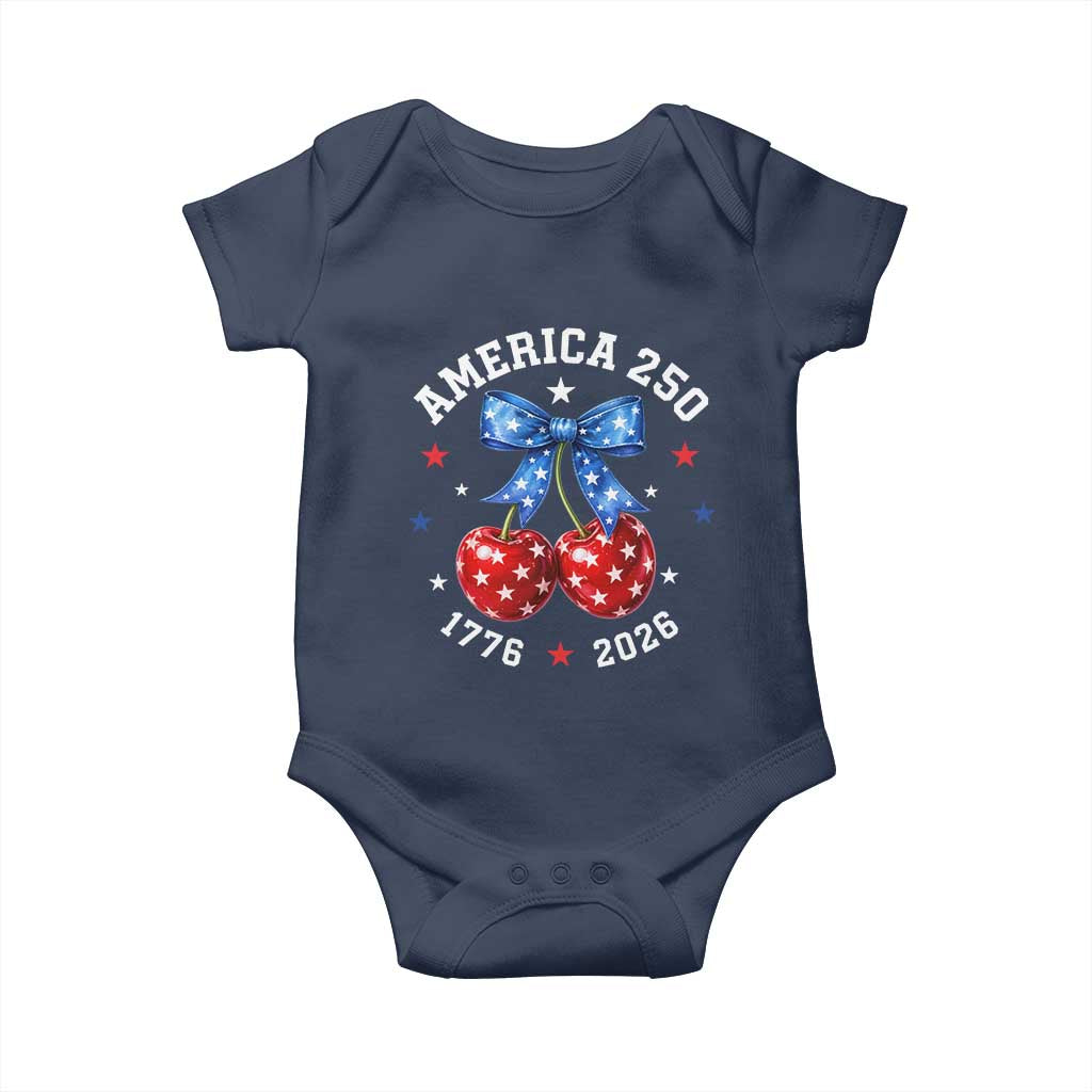 250 Anniversary USA Baby Onesie Cherry Coquette Bow 4th Of July 1776 2026 250th Birthday