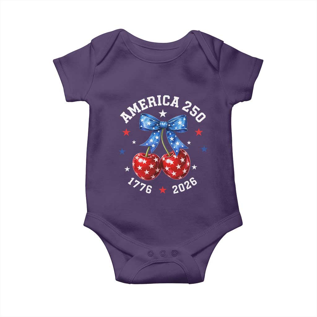 250 Anniversary USA Baby Onesie Cherry Coquette Bow 4th Of July 1776 2026 250th Birthday