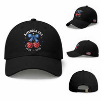 250 Anniversary USA Baseball Cap Cherry Coquette Bow 4th Of July 1776 2026 250th Birthday