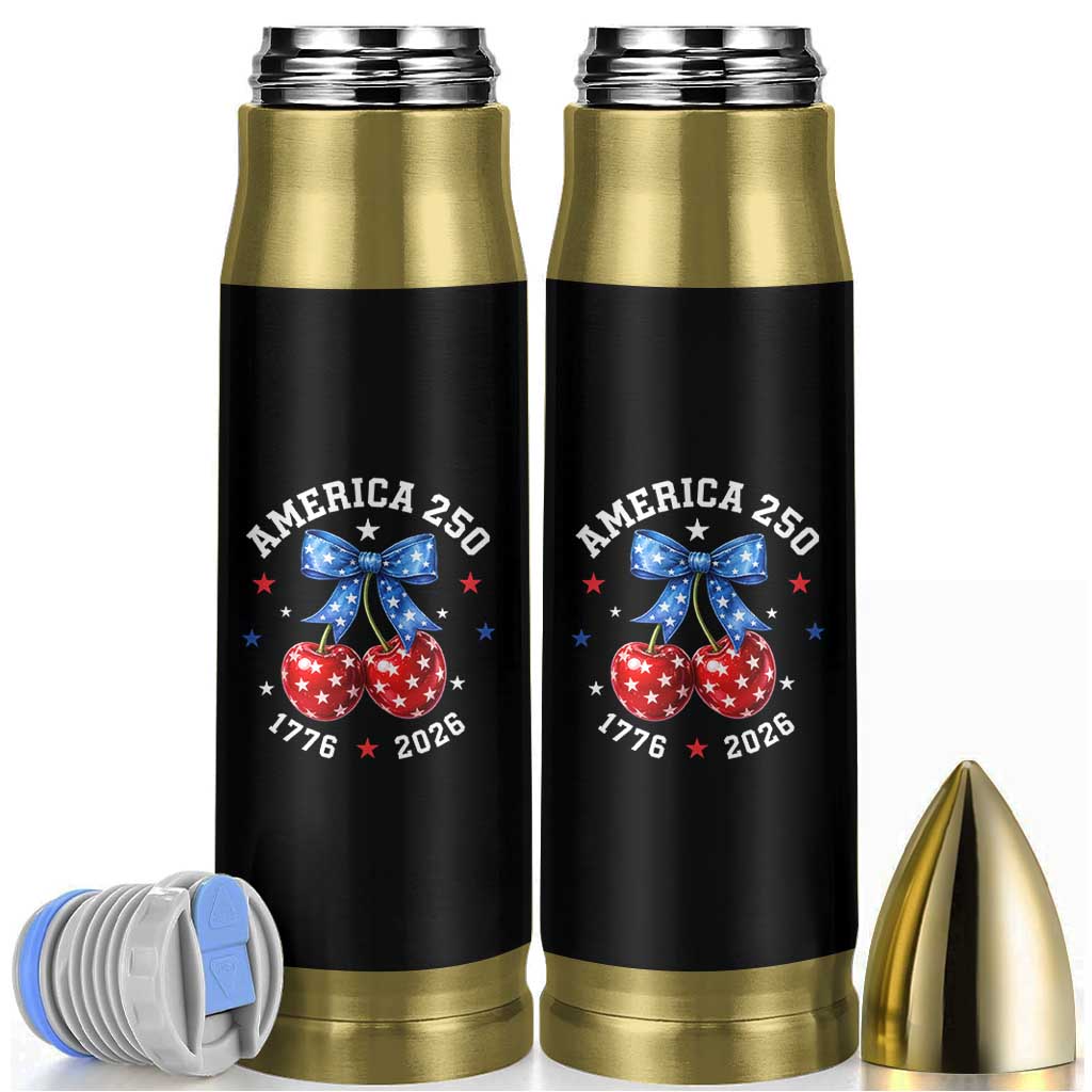 250 Anniversary USA Bullet Tumbler Cherry Coquette Bow 4th Of July 1776 2026 250th Birthday