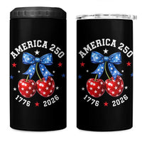 250 Anniversary USA 4 in 1 Can Cooler Tumbler Cherry Coquette Bow 4th Of July 1776 2026 250th Birthday