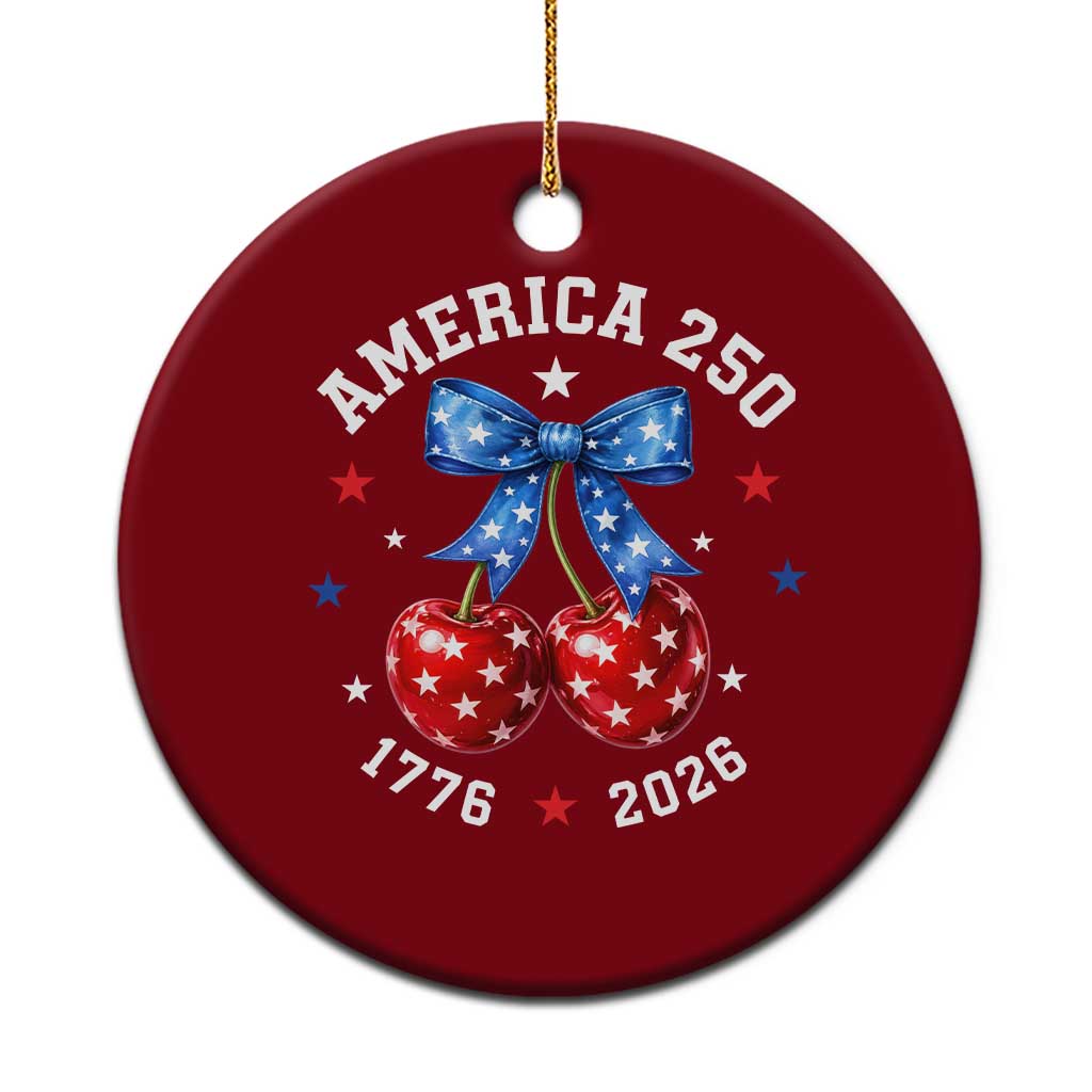 250 Anniversary USA Ceramic Ornament Cherry Coquette Bow 4th Of July 1776 2026 250th Birthday