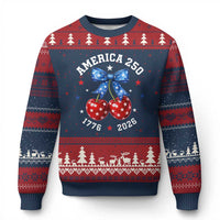 250 Anniversary USA Ugly Christmas Sweater Cherry Coquette Bow 4th Of July 1776 2026 250th Birthday