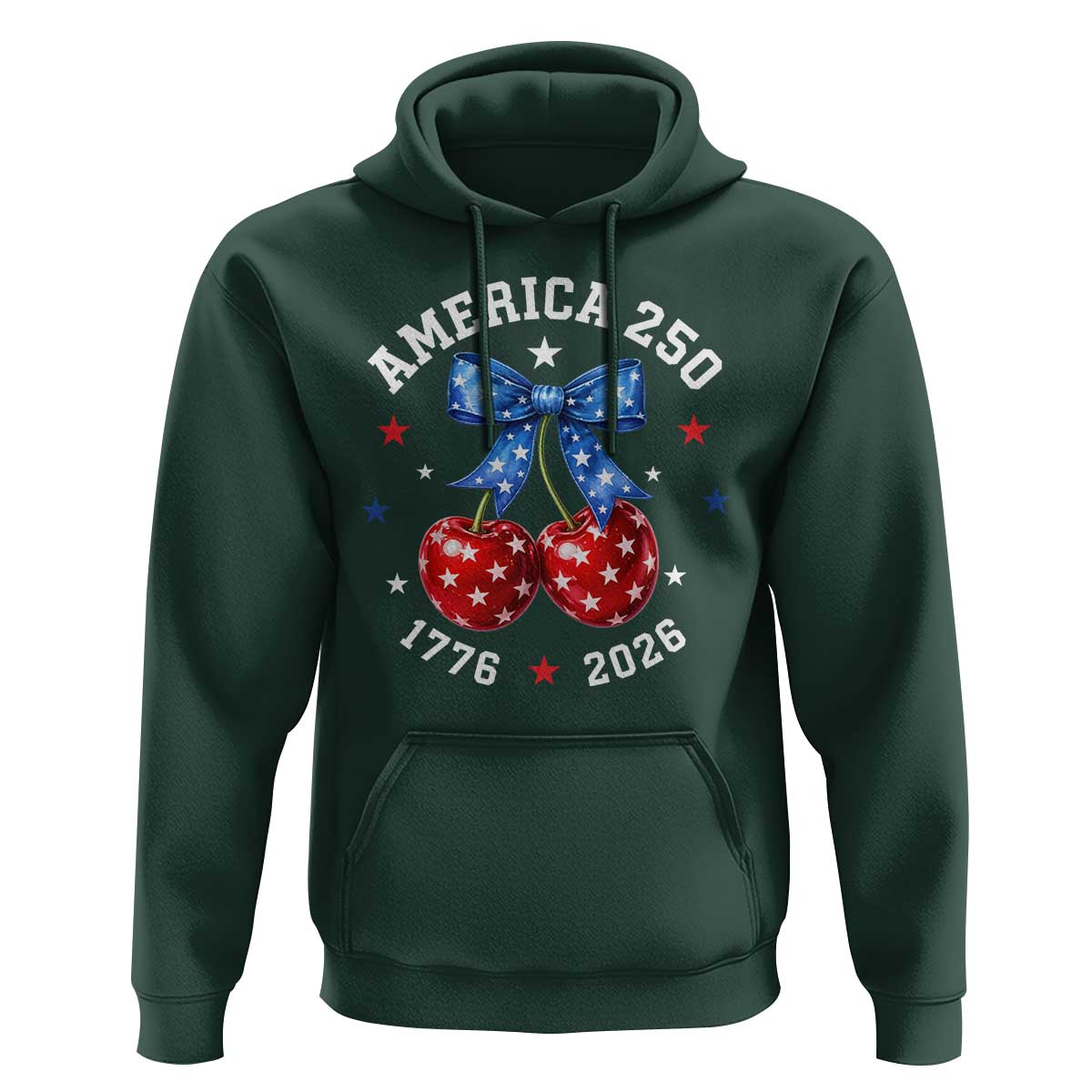 250 Anniversary USA Hoodie Cherry Coquette Bow 4th Of July 1776 2026 250th Birthday