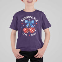 250 Anniversary USA T Shirt For Kid Cherry Coquette Bow 4th Of July 1776 2026 250th Birthday