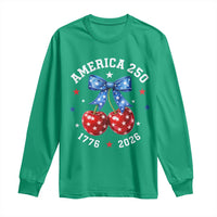 250 Anniversary USA Long Sleeve Shirt Cherry Coquette Bow 4th Of July 1776 2026 250th Birthday
