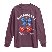 250 Anniversary USA Long Sleeve Shirt Cherry Coquette Bow 4th Of July 1776 2026 250th Birthday