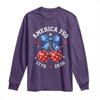 250 Anniversary USA Long Sleeve Shirt Cherry Coquette Bow 4th Of July 1776 2026 250th Birthday