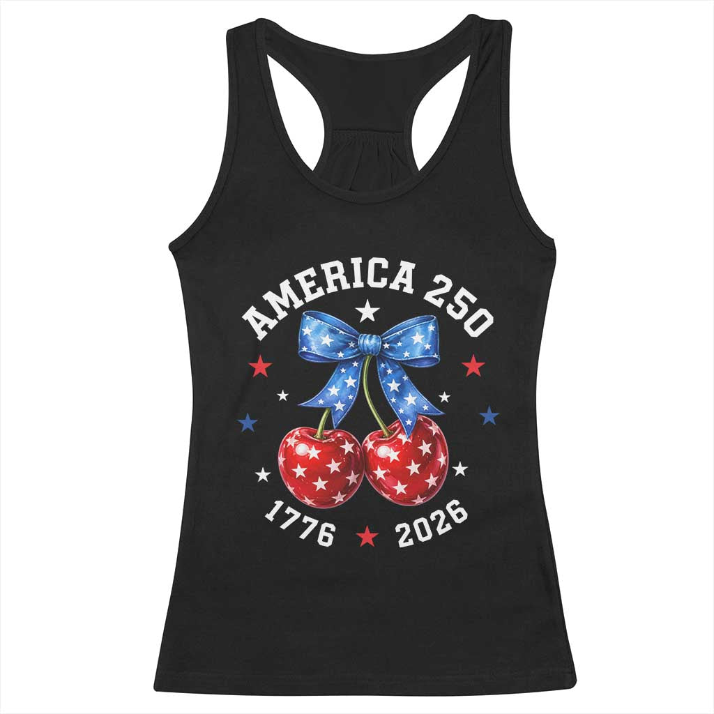 250 Anniversary USA Racerback Tank Top Cherry Coquette Bow 4th Of July 1776 2026 250th Birthday