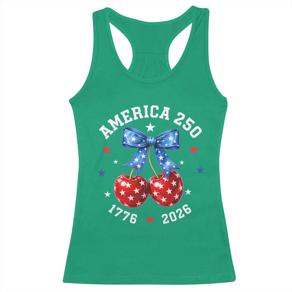 250 Anniversary USA Racerback Tank Top Cherry Coquette Bow 4th Of July 1776 2026 250th Birthday