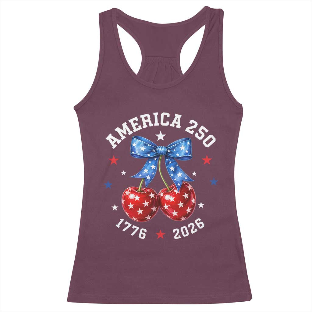 250 Anniversary USA Racerback Tank Top Cherry Coquette Bow 4th Of July 1776 2026 250th Birthday