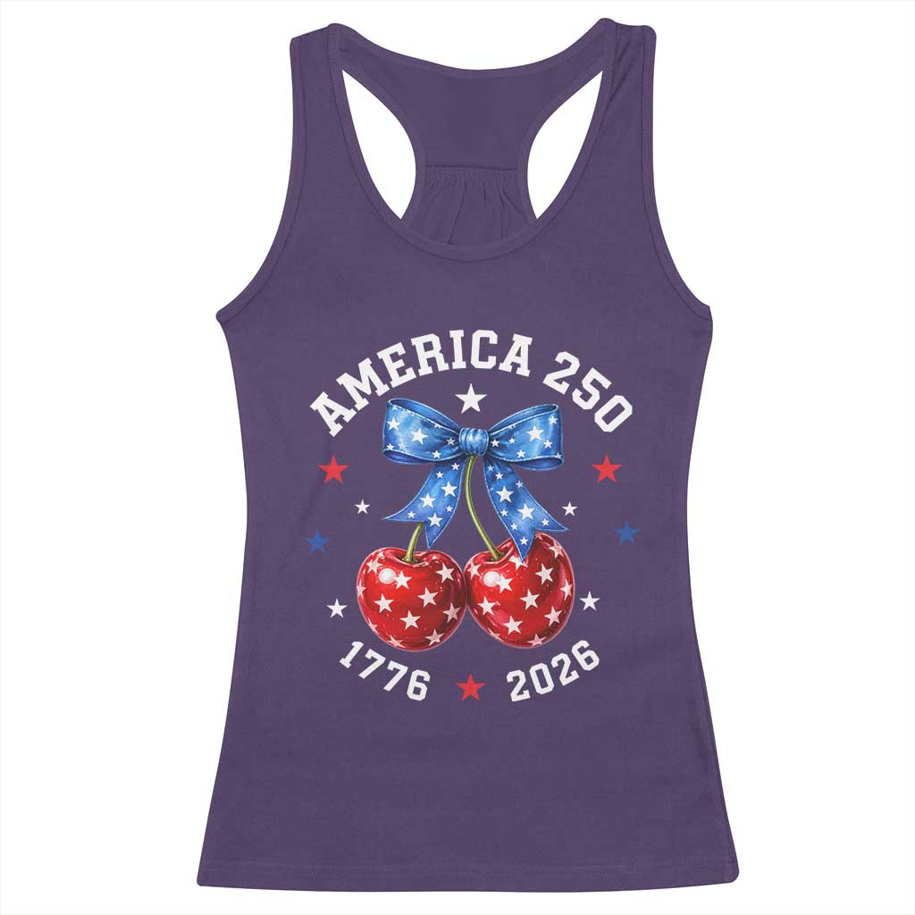 250 Anniversary USA Racerback Tank Top Cherry Coquette Bow 4th Of July 1776 2026 250th Birthday