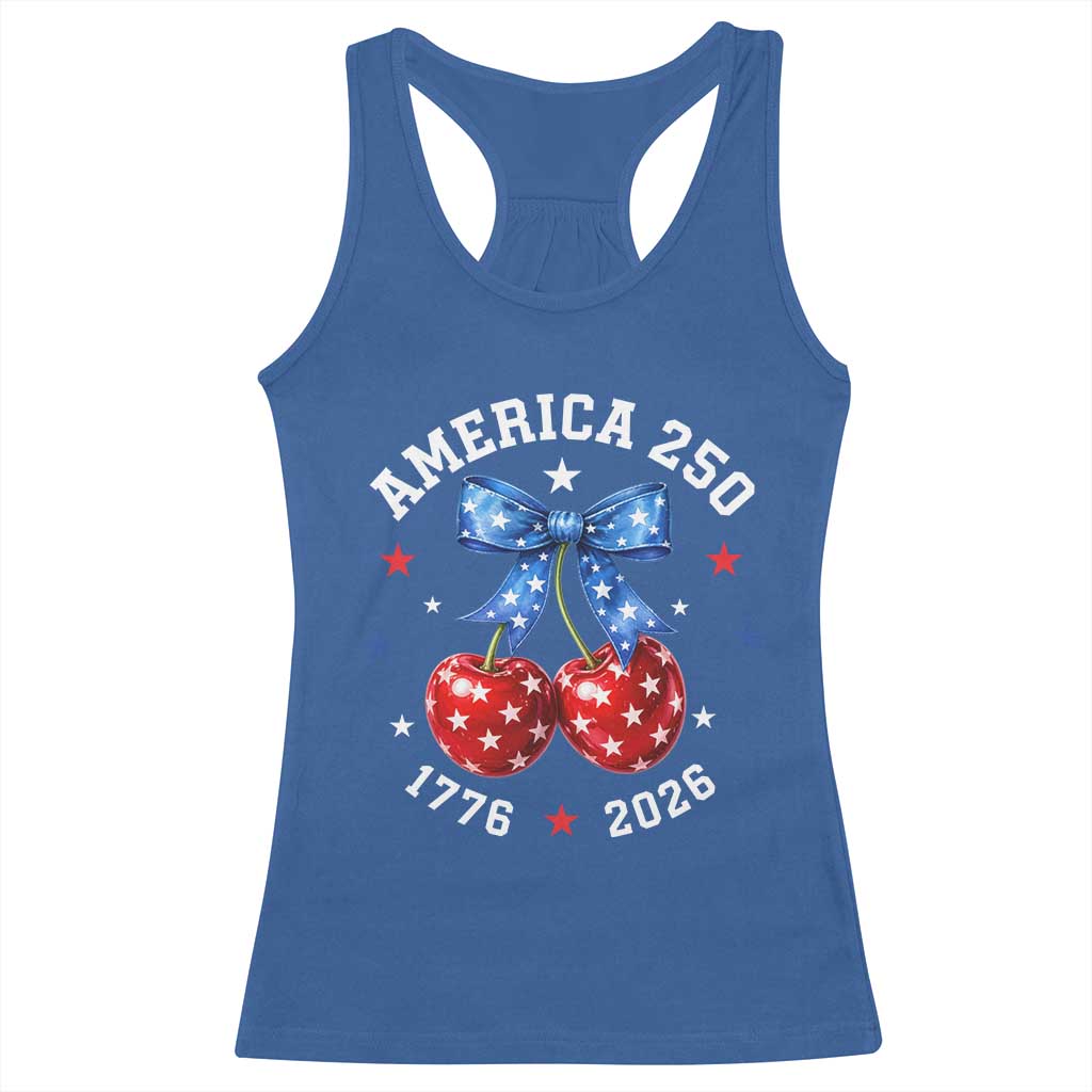 250 Anniversary USA Racerback Tank Top Cherry Coquette Bow 4th Of July 1776 2026 250th Birthday
