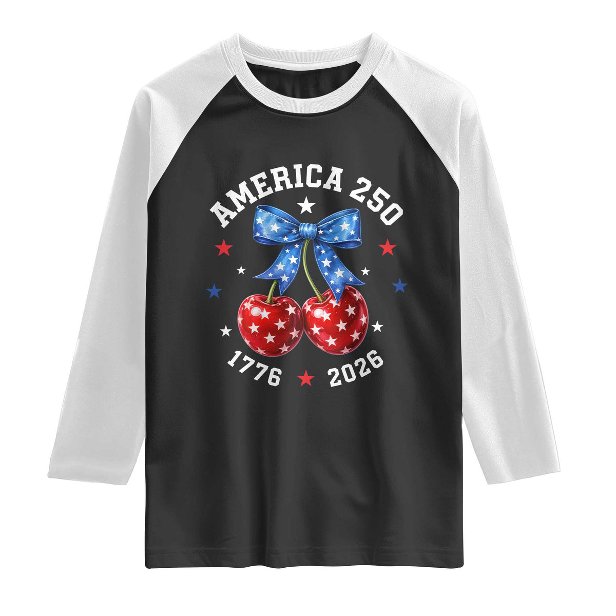 250 Anniversary USA Raglan Shirt Cherry Coquette Bow 4th Of July 1776 2026 250th Birthday