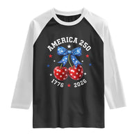 250 Anniversary USA Raglan Shirt Cherry Coquette Bow 4th Of July 1776 2026 250th Birthday