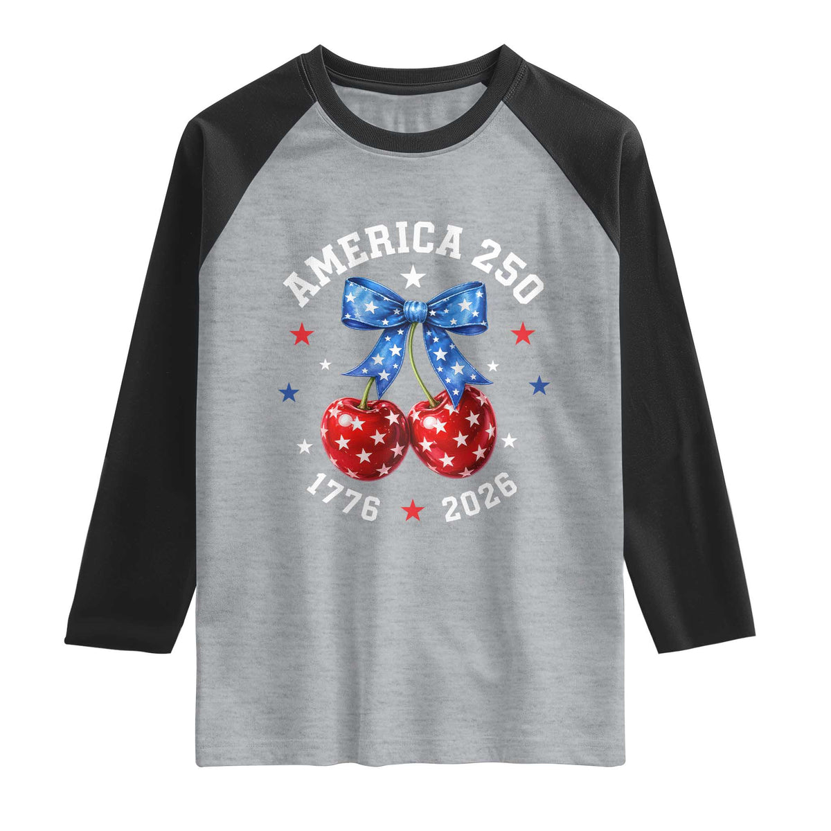 250 Anniversary USA Raglan Shirt Cherry Coquette Bow 4th Of July 1776 2026 250th Birthday