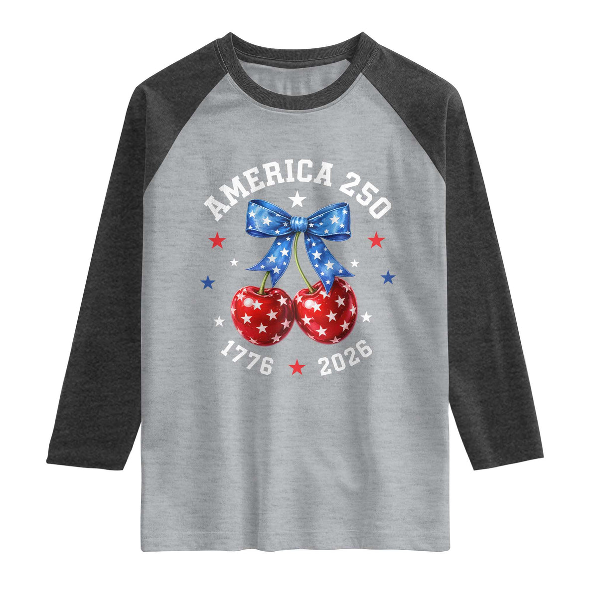 250 Anniversary USA Raglan Shirt Cherry Coquette Bow 4th Of July 1776 2026 250th Birthday