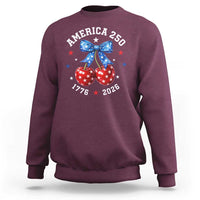 250 Anniversary USA Sweatshirt Cherry Coquette Bow 4th Of July 1776 2026 250th Birthday