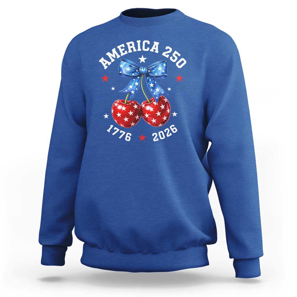 250 Anniversary USA Sweatshirt Cherry Coquette Bow 4th Of July 1776 2026 250th Birthday