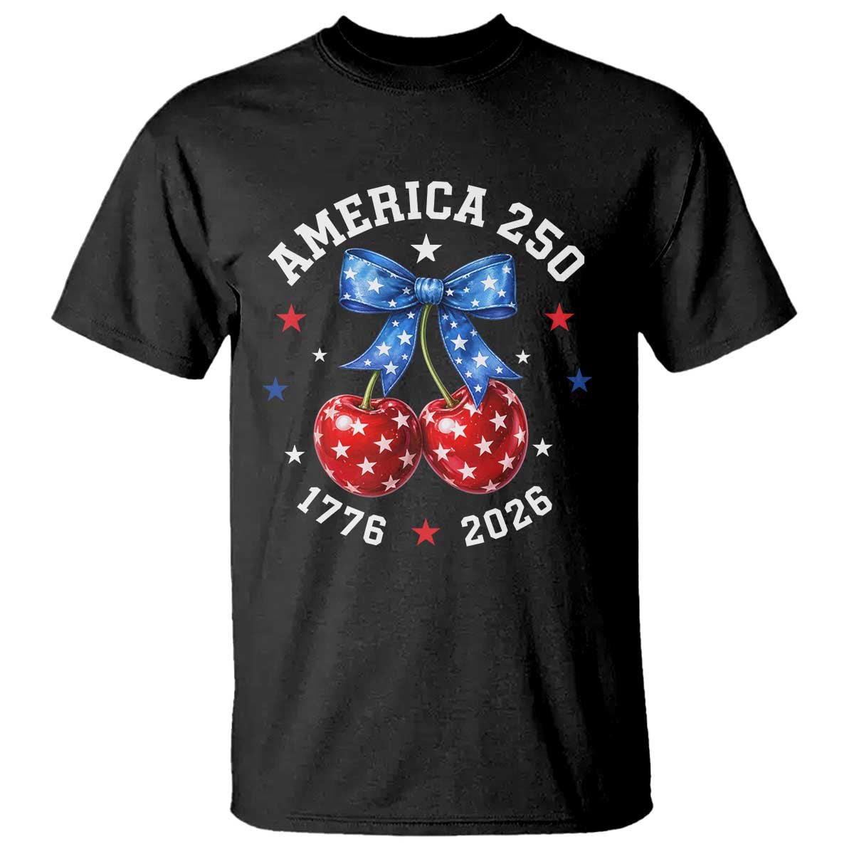 250 Anniversary USA T Shirt Cherry Coquette Bow 4th Of July 1776 2026 250th Birthday