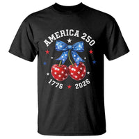 250 Anniversary USA T Shirt Cherry Coquette Bow 4th Of July 1776 2026 250th Birthday