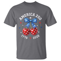 250 Anniversary USA T Shirt Cherry Coquette Bow 4th Of July 1776 2026 250th Birthday