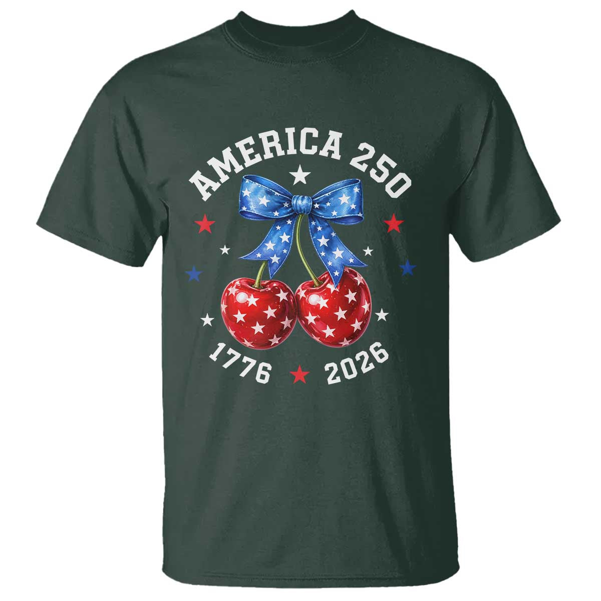 250 Anniversary USA T Shirt Cherry Coquette Bow 4th Of July 1776 2026 250th Birthday