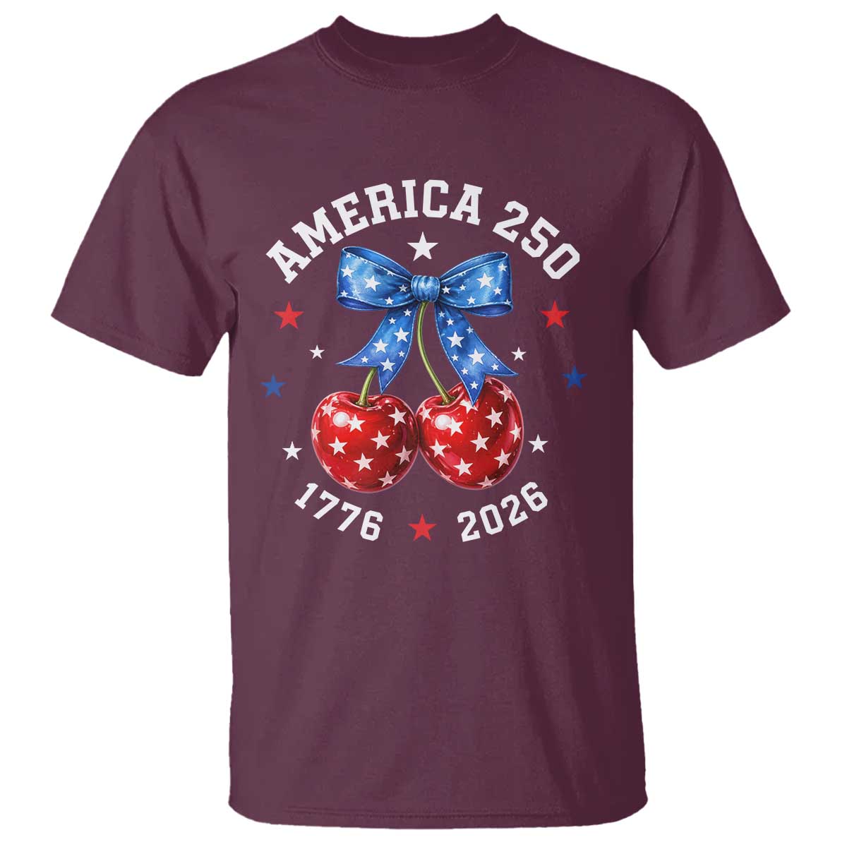 250 Anniversary USA T Shirt Cherry Coquette Bow 4th Of July 1776 2026 250th Birthday