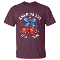 250 Anniversary USA T Shirt Cherry Coquette Bow 4th Of July 1776 2026 250th Birthday